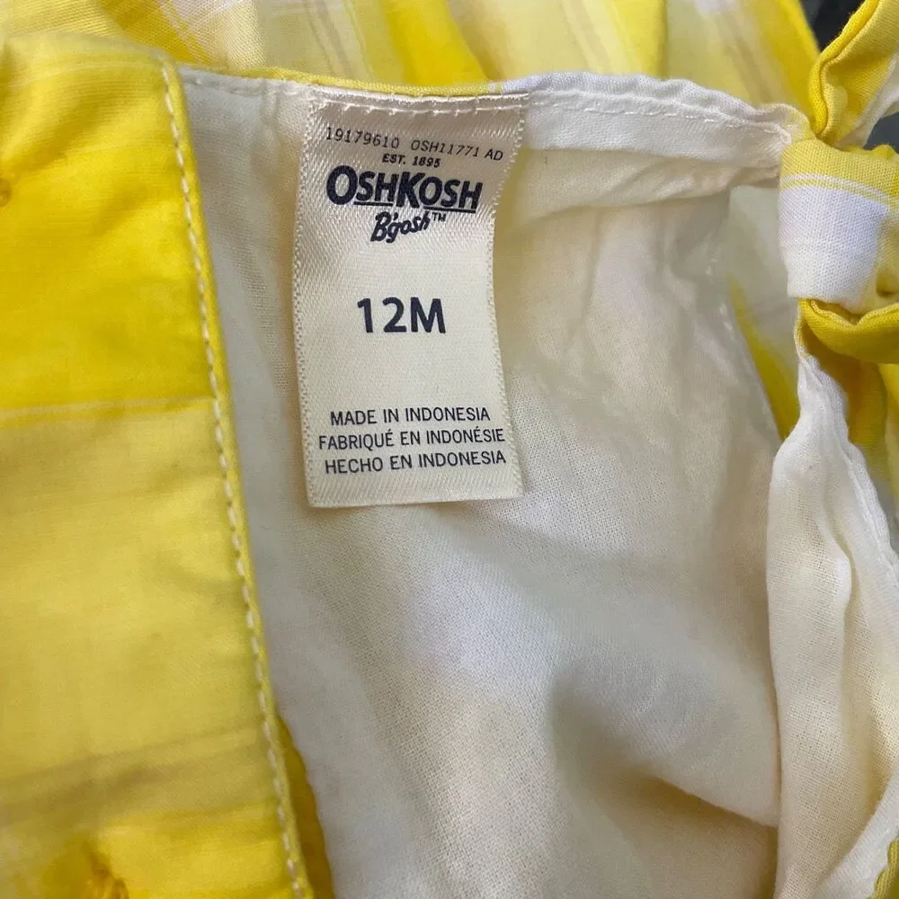 OshKosh b'Gosh Girls 12M Sleeveless Gingham Sundress Lined buttons in back